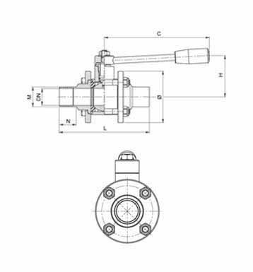 Lever Butt Weld 3pc Ball Valves Dimension